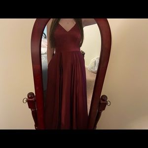 Red satin bridesmaid dress